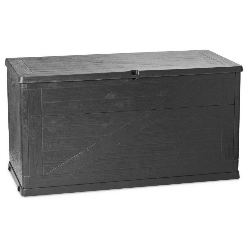 Coffre De Rangement Multibox Wood 420 L Gris Anthracite Resistant Aux Intemperies Anti Uv