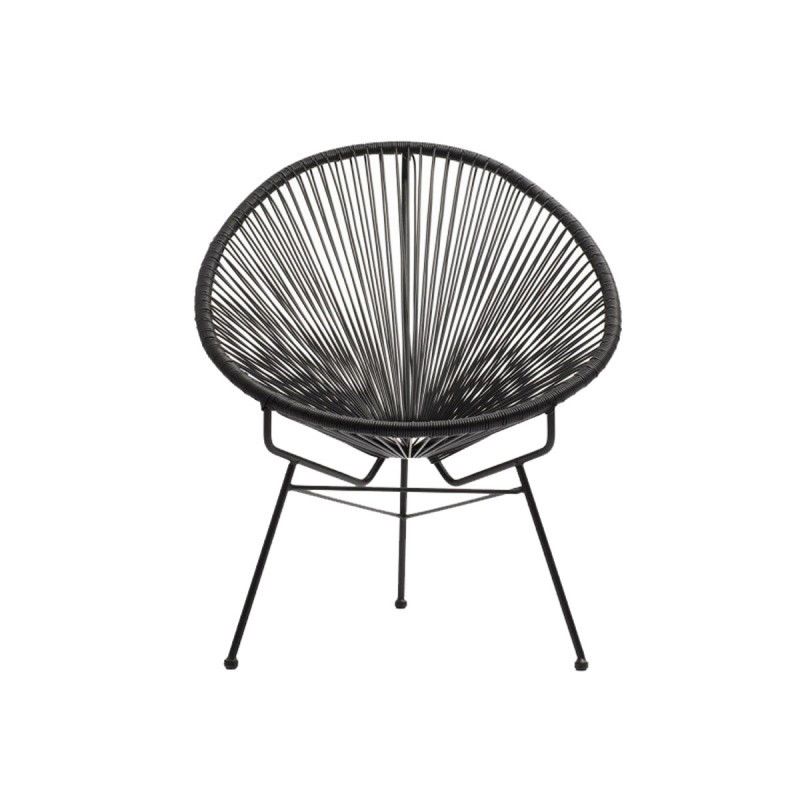 Fauteuil Scoubidou En Resine Tresee Ronde Noire - Acapulco