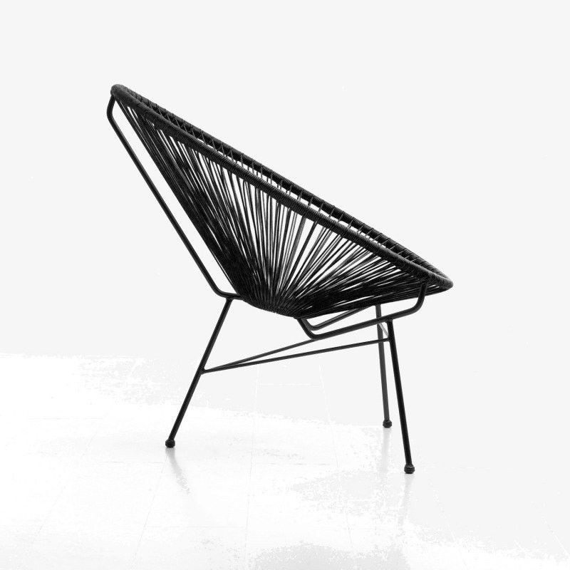 Fauteuil Scoubidou En Resine Tresee Ronde Noire - Acapulco