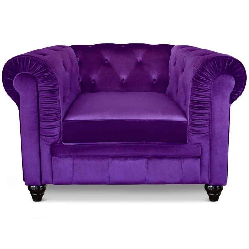 Fauteuil Chesterfield Velours Altesse Violet