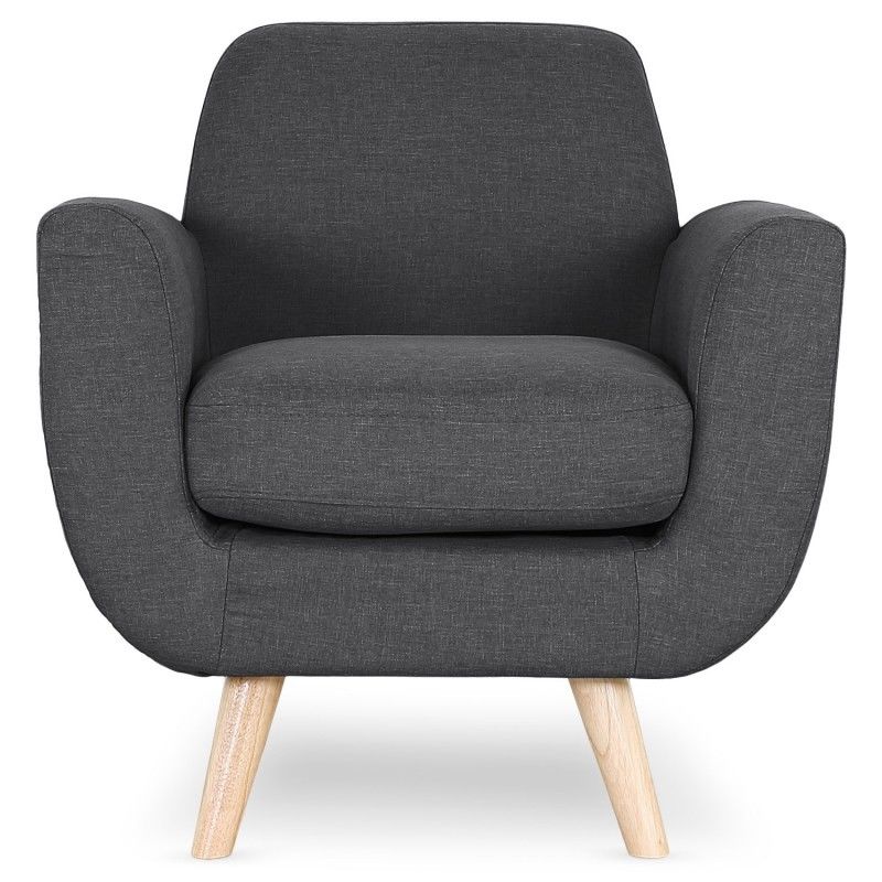 Fauteuil - Menzzo - Danube - Confortable - Tissu / Bois - Gris Fonce