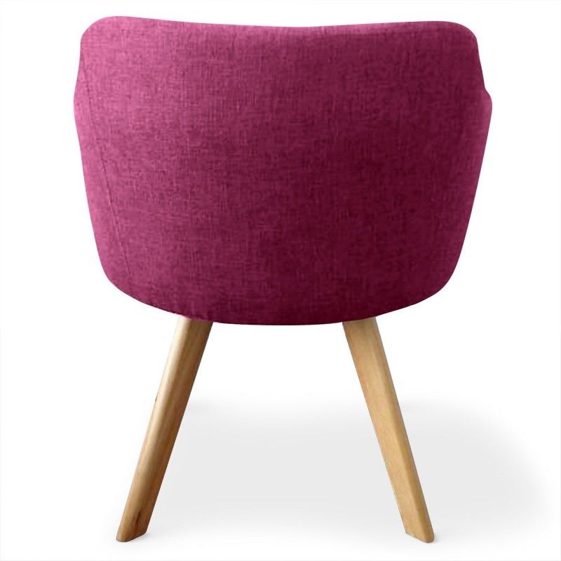 Fauteuil Scandinave Menzzo Dantes Tissu Violet Confortable Avec Accoudoirs Et Petit Coussin