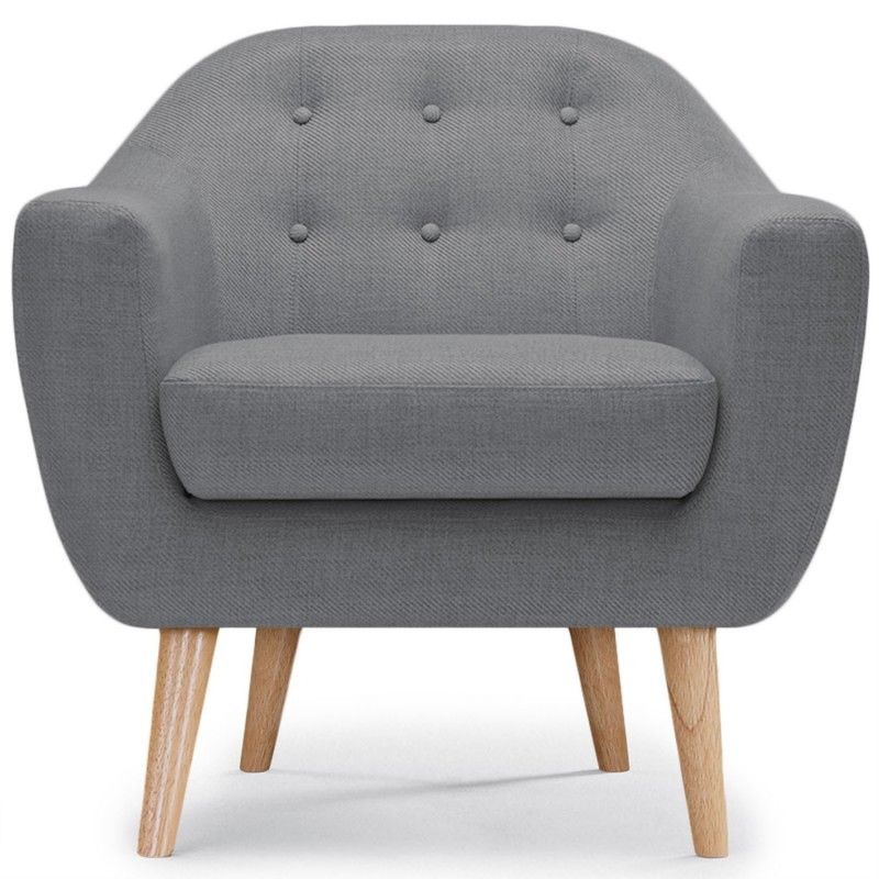 Fauteuil Scandinave Savoy Tissu Gris