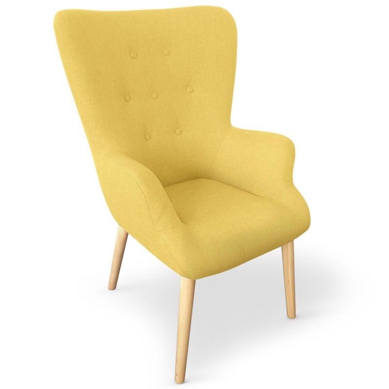 Fauteuil Scandinave Barkley Tissu Jaune