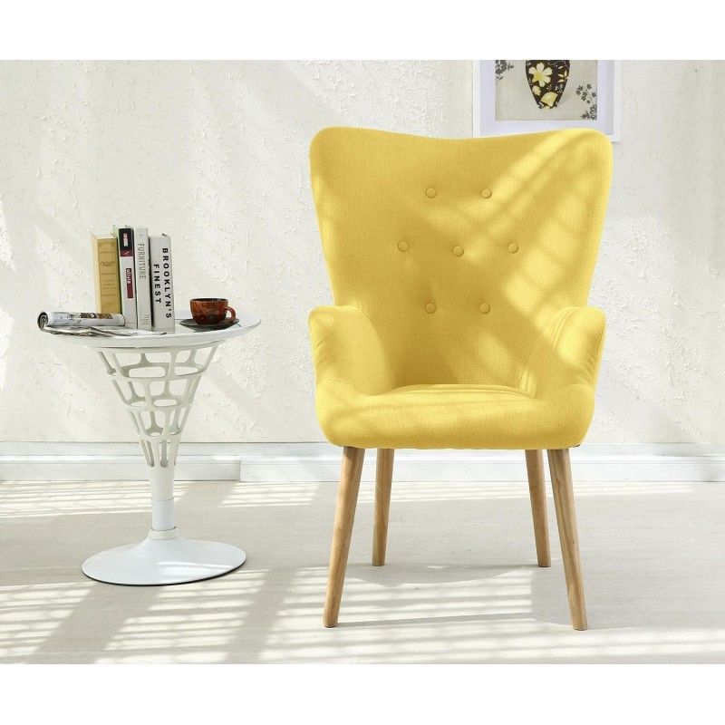 Fauteuil Scandinave Barkley Tissu Jaune