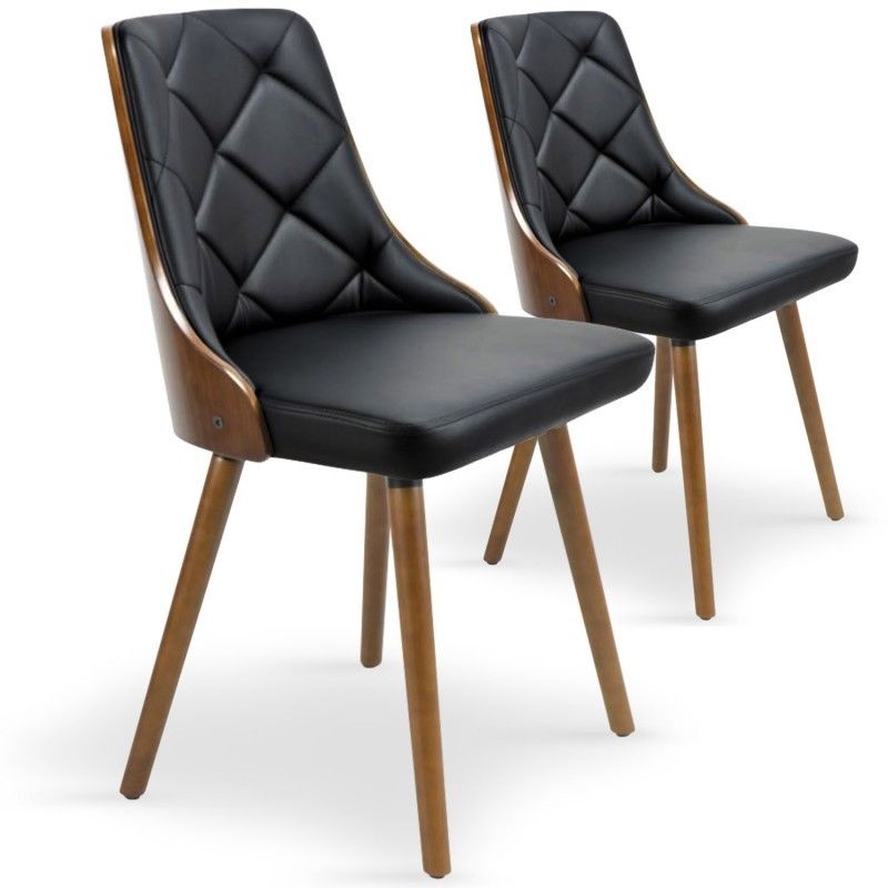 Menzzo Lot De 2 Chaises Scandinaves Lalix Bois Noisette Et Noir Chaises Salle A Manger