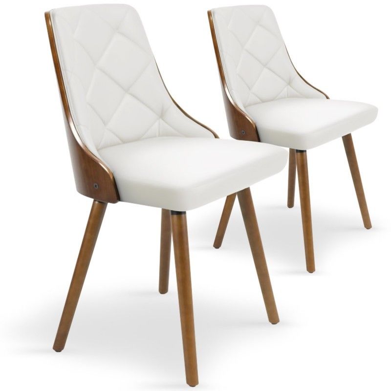 Menzzo Lot De 2 Chaises Scandinaves Lalix Bois Noisette Blanc Chaises Salle A Manger