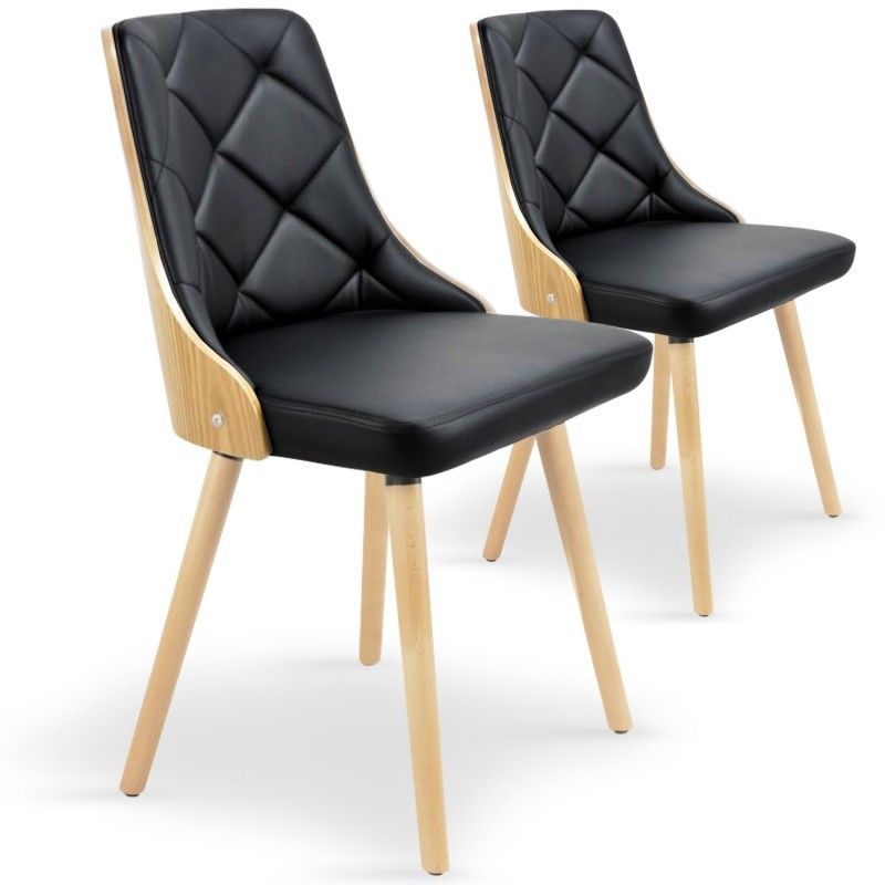 Lot De 2 Chaises Scandinaves Lalix Chene Clair Noir