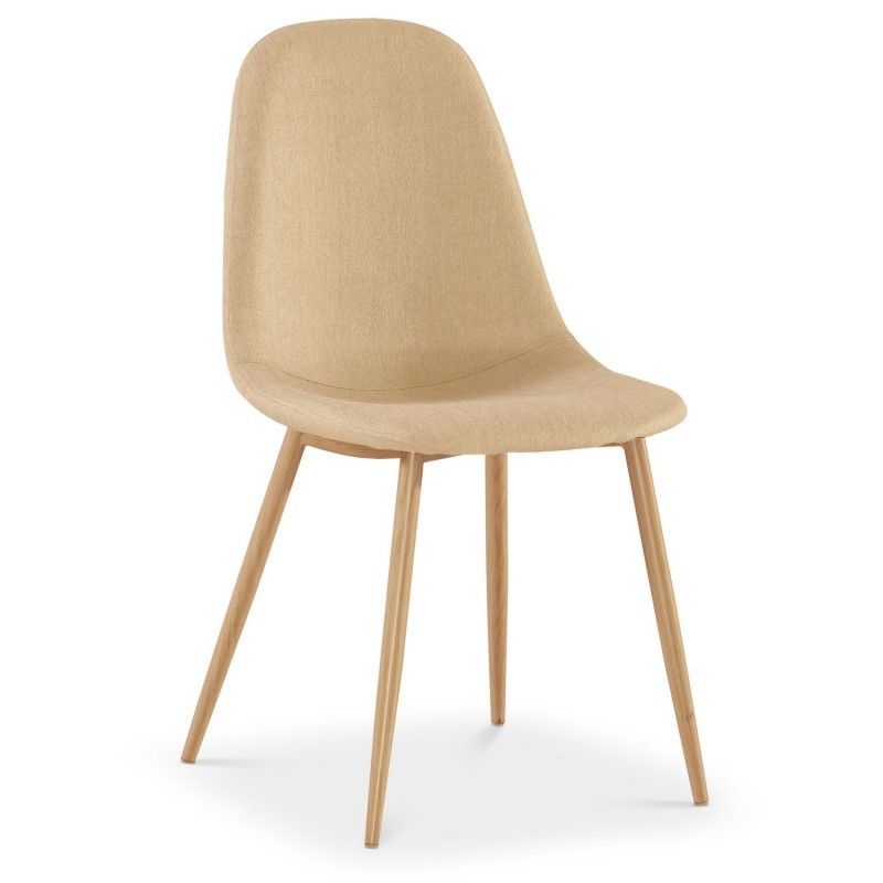 Chaises Scandinaves Menzzo Gao Tissu Beige - Lot De 4 - Design Epure Et Resistant