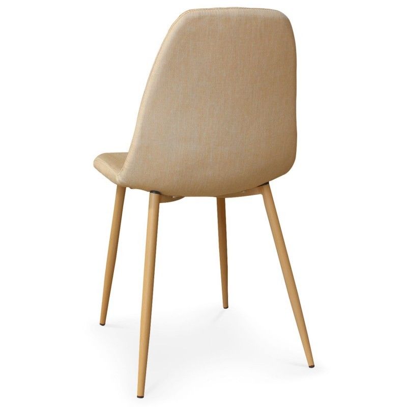 Chaises Scandinaves Menzzo Gao Tissu Beige - Lot De 4 - Design Epure Et Resistant