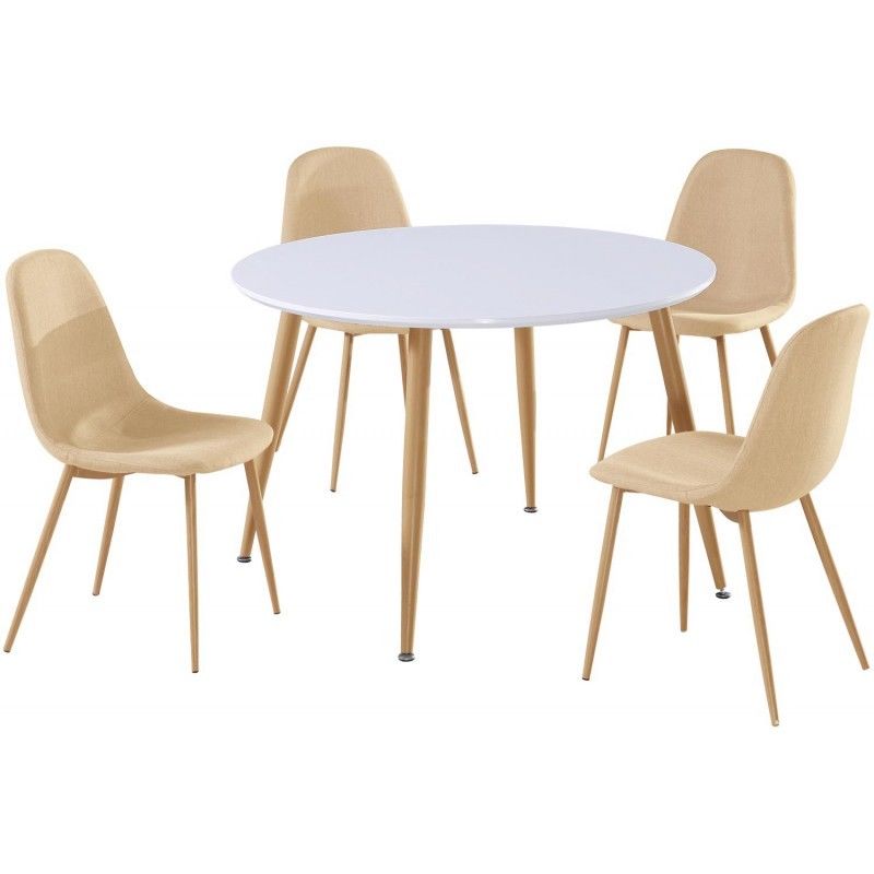 Chaises Scandinaves Menzzo Gao Tissu Beige - Lot De 4 - Design Epure Et Resistant