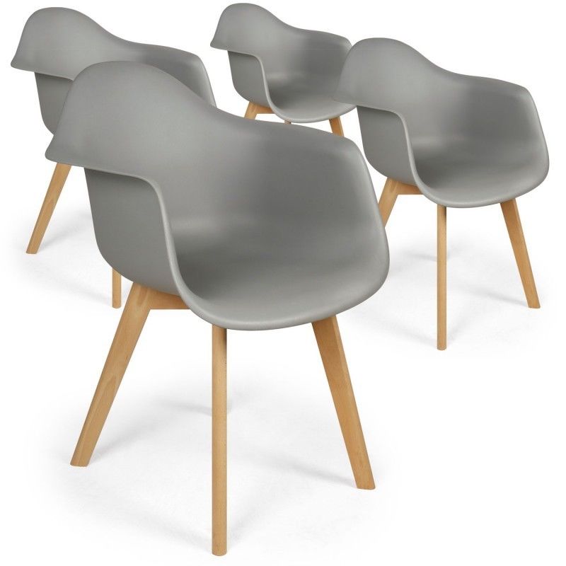 Lot De 4 Chaises Scandinaves Design Prado Gris