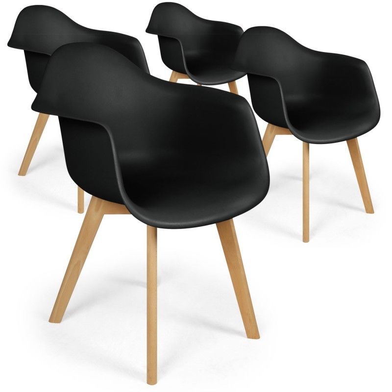 Lot De 4 Chaises De Style Scandinave Lena Noir