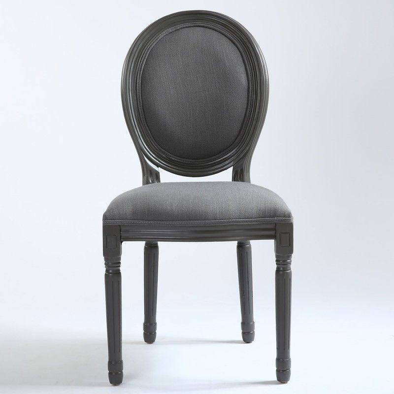 Lot de 2 chaises de style medaillon Louis XVI Gris Tissu Gris