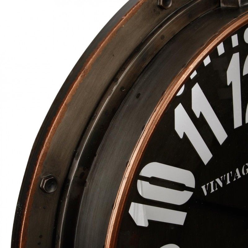 Grande Et Magnifique Pendule Horloge Murale - Forme Hublot - Marron Marron