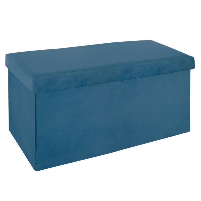 Pouf Pliant Double Tess Velours Bleu Atmosphera Createur Dinterieur