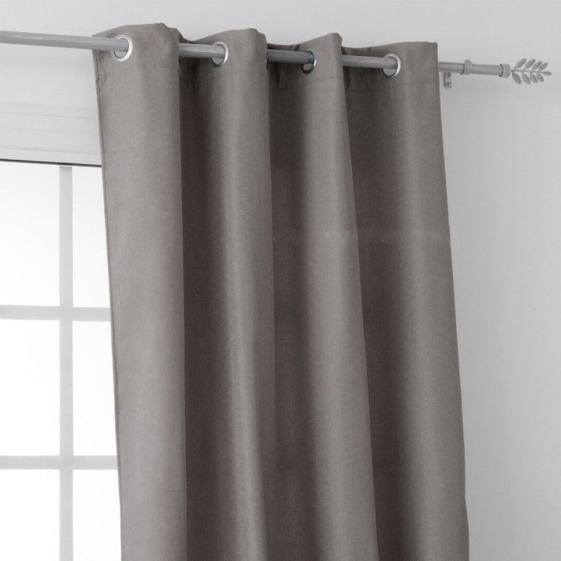 Rideau Isolant Chine A Oeillets Taupe 140 X 260 Cm