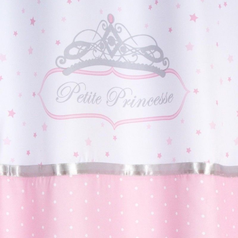 Rideau satine princesse rose et blanc avec noeud brode 126994A