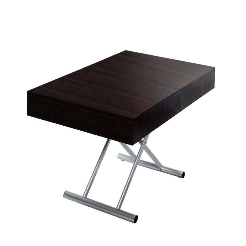 Table basse design laquee relevable et extensible Cassida Coloris Wenge