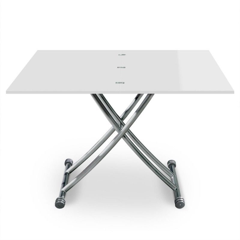 Table Basse Relevable Carrera Blanc Laque - Menzzo - Carre - Laque - 60 Cm - Salon - Contemporain - Design