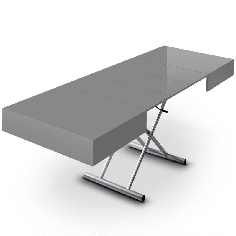 Table basse design laquee relevable et extensible Cassida Coloris Gris