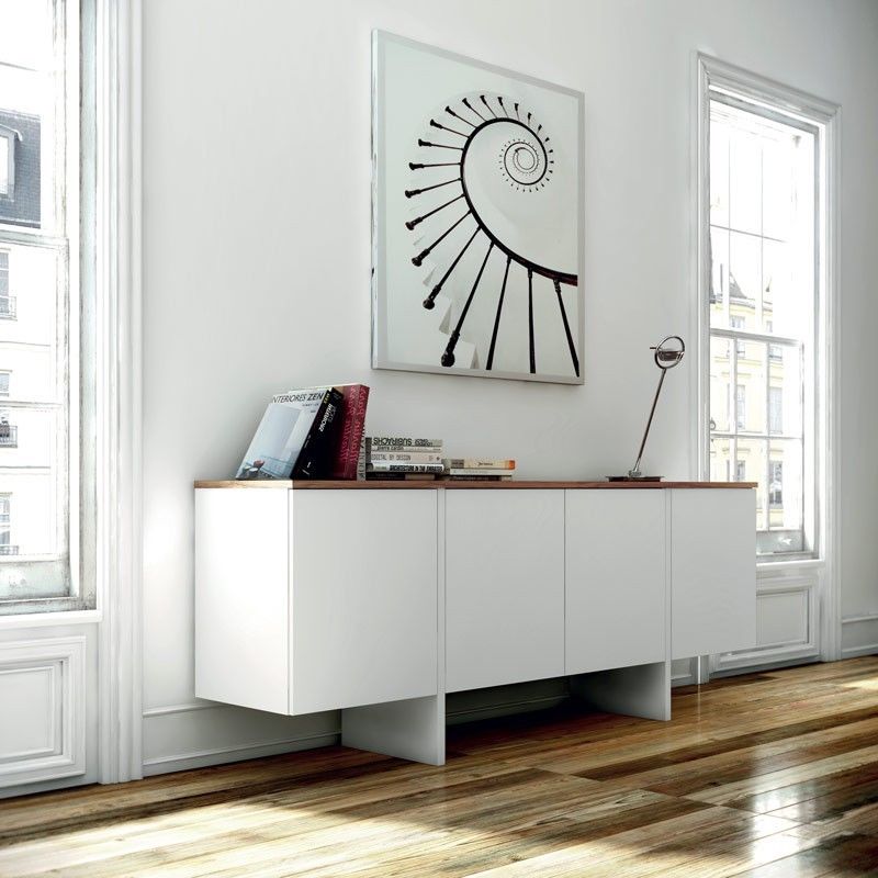 Temahome Buffet Noyer Et Blanc Laque H76