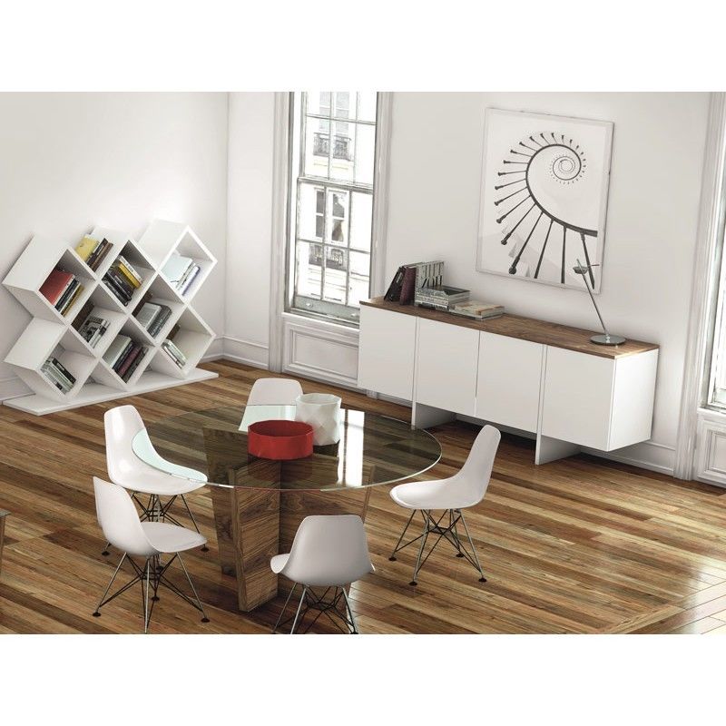 Temahome Buffet Noyer Et Blanc Laque H76