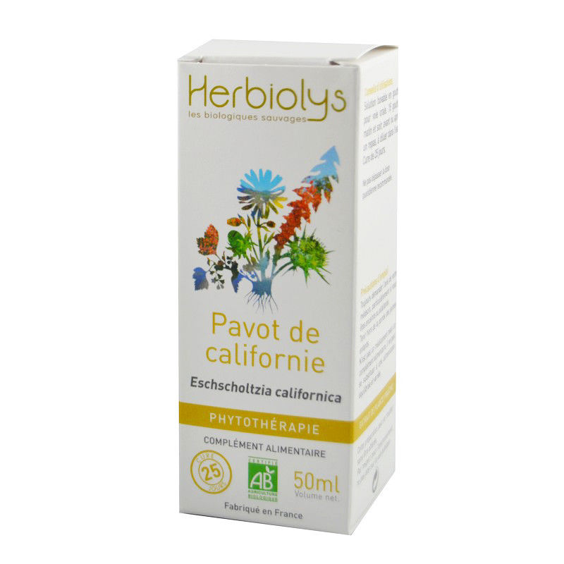 Eschscholtzia Pavot de Californie Bio - Teinture-mere d'Eschscholtzia californica 50 ml - Herbiolys