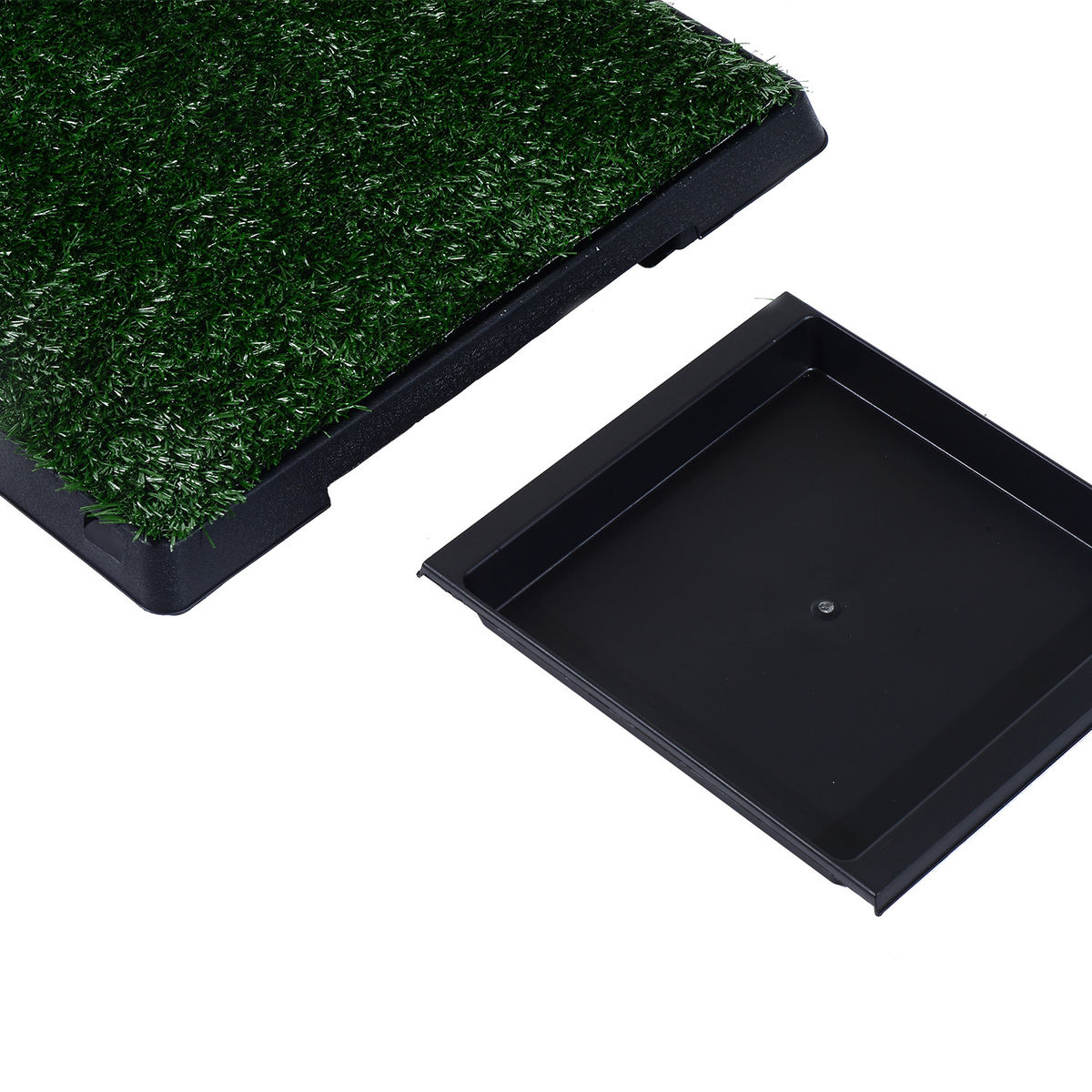 Bacs A Litieres - Pawhut - Pour Chiens Gazon Synthetique Toilettes Portables Tiroir Dejection - Plastique - 63x51x6cm - Noir Vert