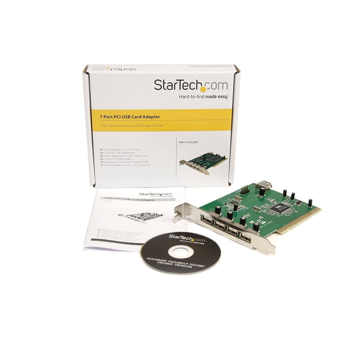 StarTech.com Carte Adaptateur PCI vers 7 Ports USB 2.0 - Interne Externe - 1x USB A (F) Interne 2x ISC (M) 4x USB A (F) Externe