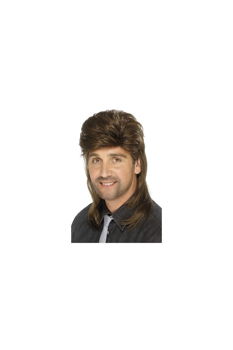 Perruque mullet marron homme Taille Unique