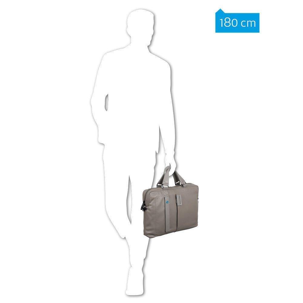 Piquadro Pulse Serviette Porte Documents Cuir 38 Cm Compartiment Ordinateur Portable Noir