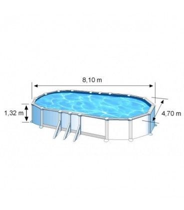 Piscine Acier Gre Atlantis Ovale Dimension - 8,00 X 4,70 X H1,32m