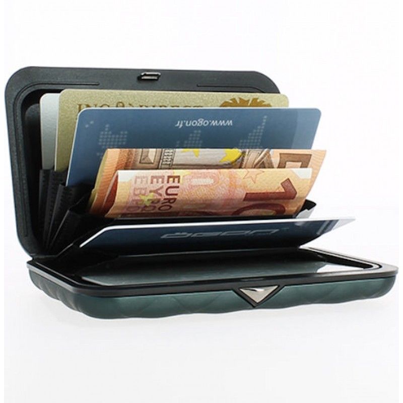 Porte Carte Aluminium Platinium, Quilted Button, Ogon Designs