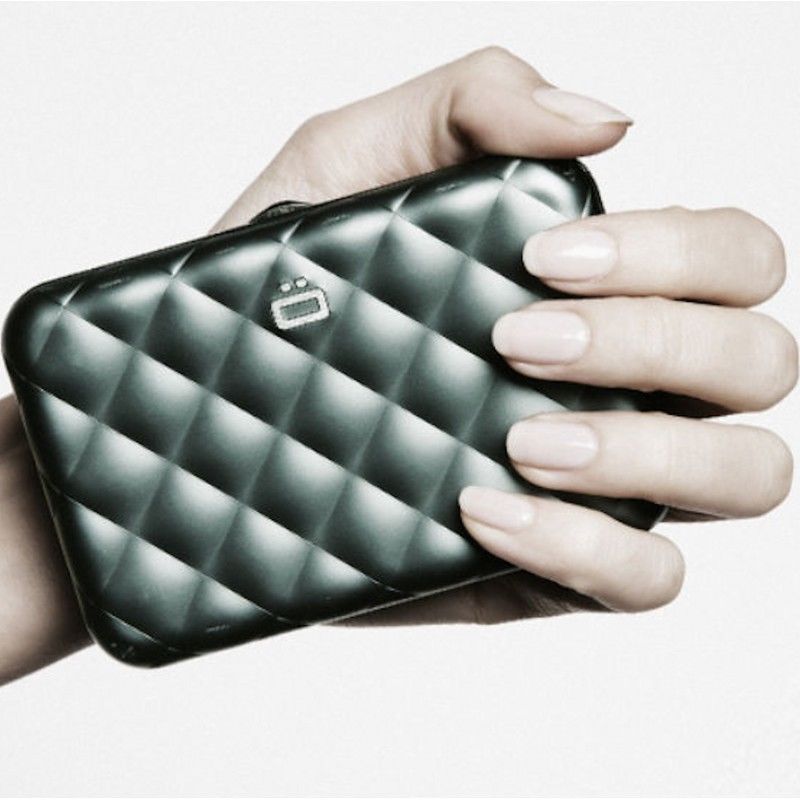Porte Carte Aluminium Platinium, Quilted Button, Ogon Designs
