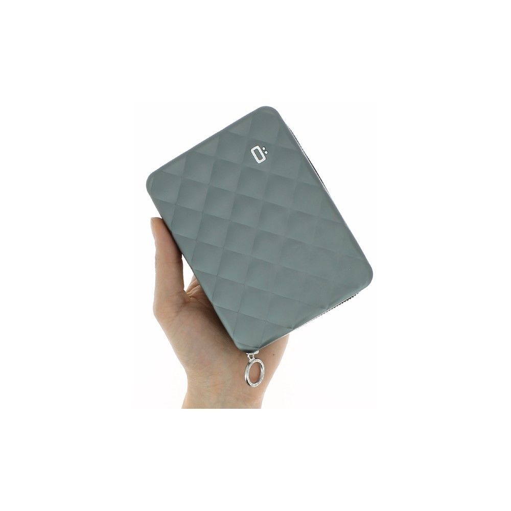 Portefeuille Compagnon Passeport Ogon Smart Wallets - Qp-platinium - Aluminium Matelasse - Gris