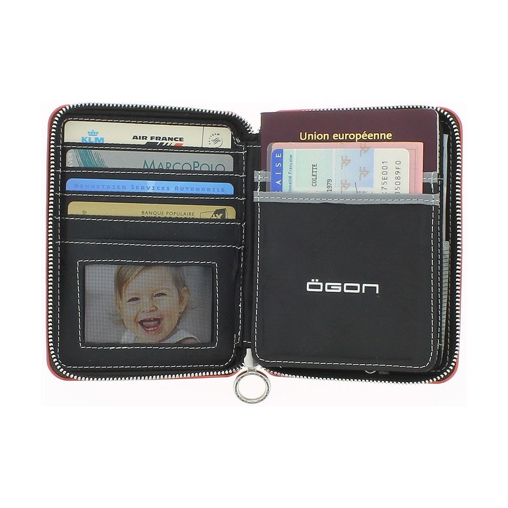 Portefeuille Compagnon Passeport Ogon Smart Wallets - Qp-platinium - Aluminium Matelasse - Gris