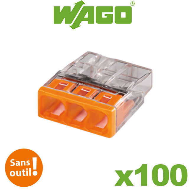 Borne De Connexion - Wago - S2273 - 100 Mini Bornes - 3 Fils - Contrôle Visuel Facile