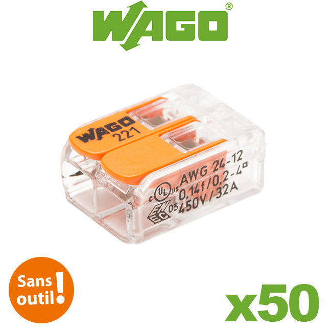 Pot De 50 Bornes De Connexion Automatique 2 Entrees S221