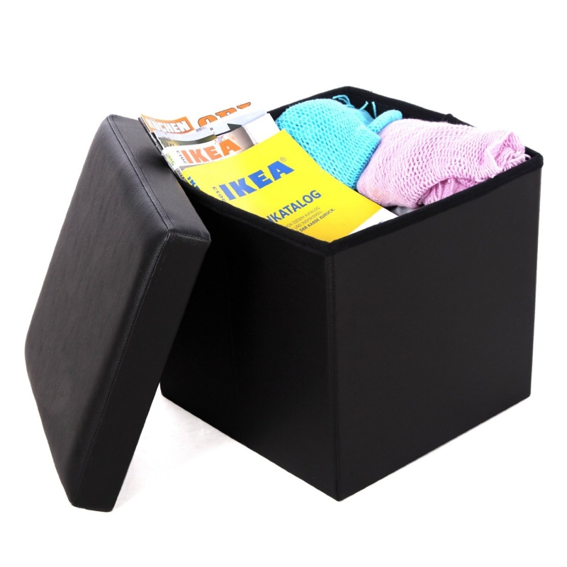 Pouf Pliant Noir Atmosphera Createur Dinterieur