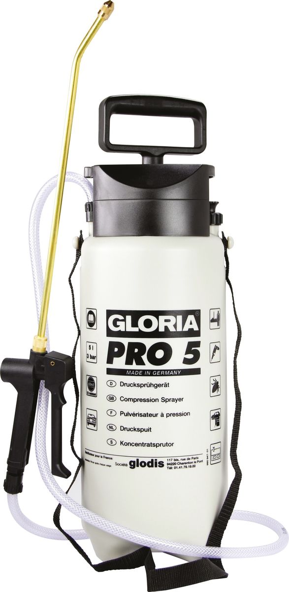 Pulverisateur a pression 3 bars cuve plastique 5 litres Gloria Pro 5