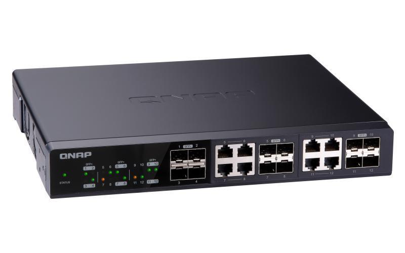 Qnap Commutateur Ethernet Qsw 1208 8c 8 Ports Modulaire Fibre Optique Paire Torsadee Bureau