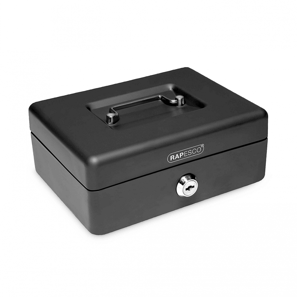Caisse A Monnaie - Rapesco - 20cm - Acier Epais - Poignee Nickelee - 5 Compartiments
