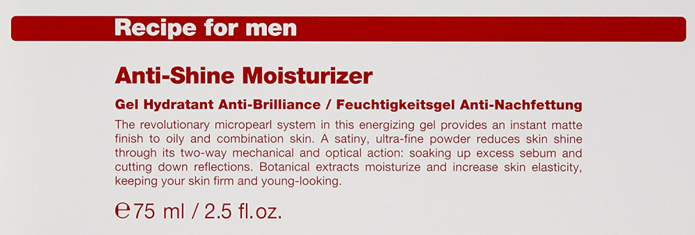 Recipe For Men Recette pour Men - Anti-Shine Moisturiser 75ml