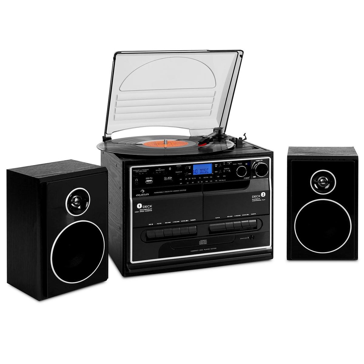 388 Bt Chaine Stereo Platine Vinyle K7 Bluetooth