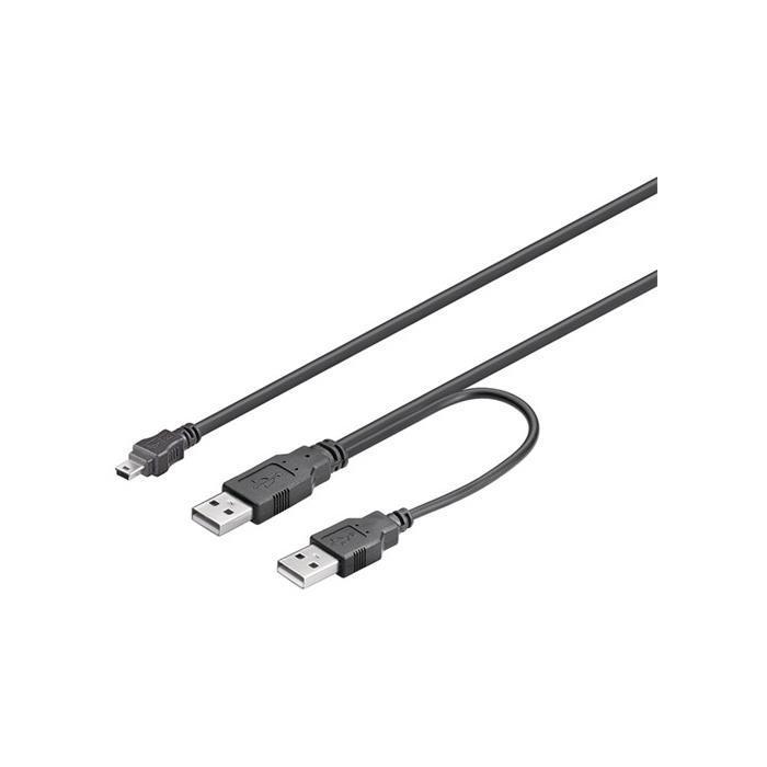 [Ref:93587-12] GOOBAY Lot de 12 Cables USB Dual Power 2 fiches A / Fiche mini B