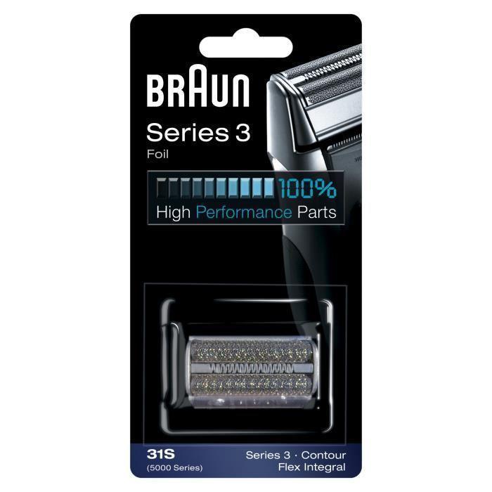 Tete De Rasoir Braun Series 3 Piece De Rechange Argentee Compatible Avec Les Rasoirs Series 3