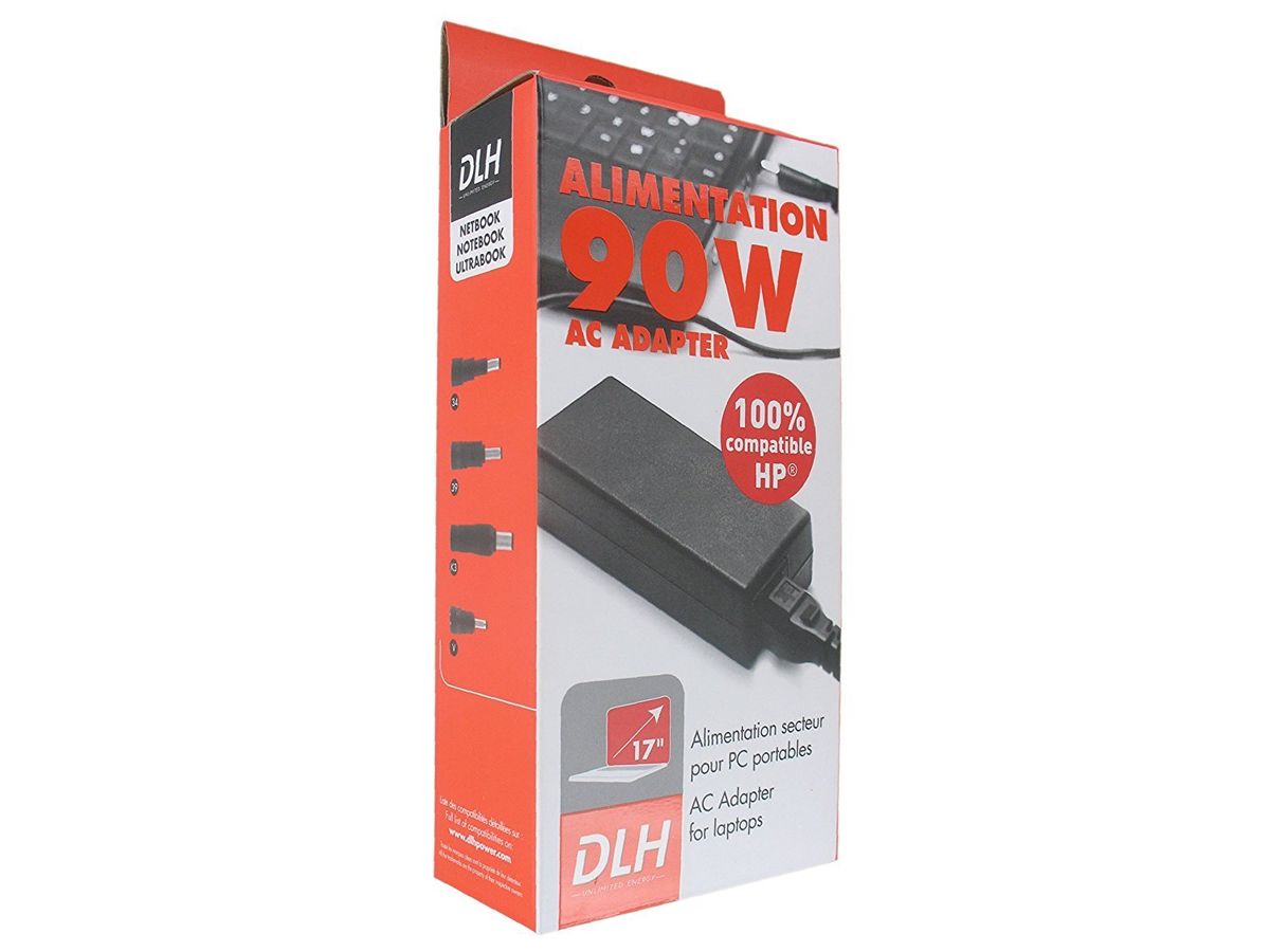 ALIMENTATION SECTEUR HP 100% COMPATIBLE HP. DLH REGULAR 90W.4 connecteurs 34-39-K3-V. Cordon secteur.