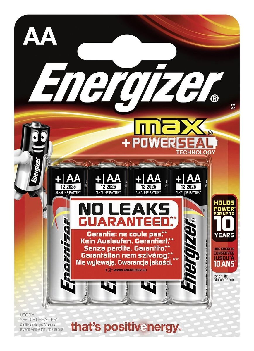 4 piles alcalines Energizer Max LR 06 - type AA