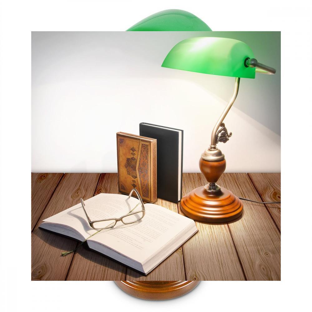 Relaxdays Lampe De Bureau Banquier Avec Abat-jour En Verre Vert